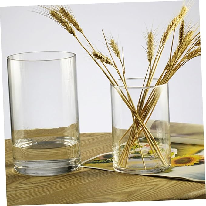 STOBAZA Transparent Glass Cylinder Flower Vase for Indoor Decoration Floral Arrangement Container Elegant Centerpieces for Home Wedding Table Display