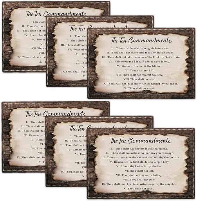 10 Commandments Placemats Set of 6, Ten Commandments Place Mats Washable Double-Sided Table Mats for Kitchen Dining Room Home Party Indoor 6 PCS 12x18 Inch