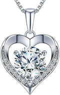 Heart Pendant Necklace Gifts for Wife, Engraved 'I LOVE YOU' Gift for Wife, 1-3 Carat Moissanite Necklace, Anniversary Eternity Jewelry Present for Wife, Birthday Gifts for Women
