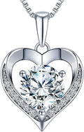 Heart Pendant Necklace Gifts for Wife, Engraved 'I LOVE YOU' Gift for Wife, 1-3 Carat Moissanite Necklace, Anniversary Eternity Jewelry Present for Wife, Birthday Gifts for Women