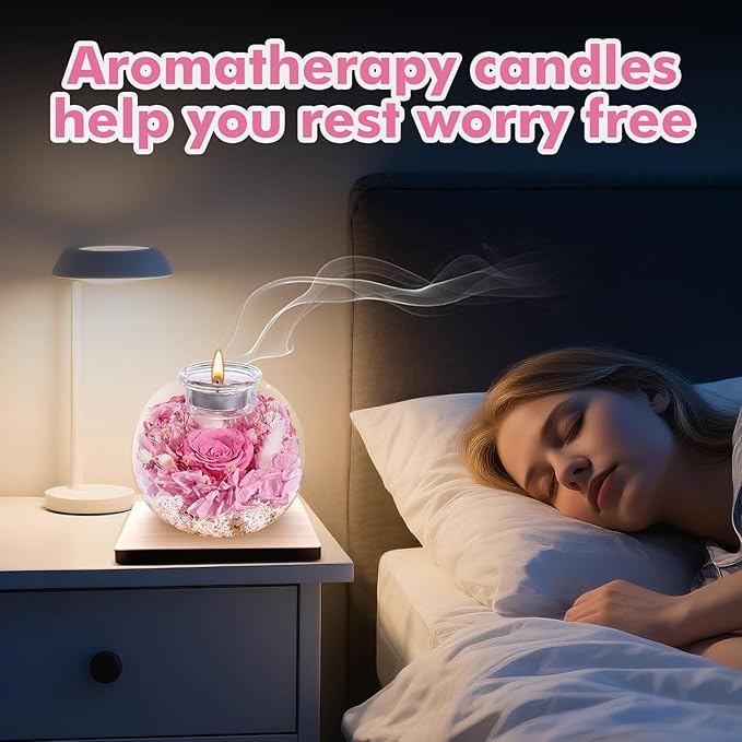 Christmas Birthday Gifts for Women Preserved Roses in Glass Dome with Scented - Romantic Preserved Flower for Women, Girlfriend, Wife, Mom, Grandma, Sister, Her-Pink