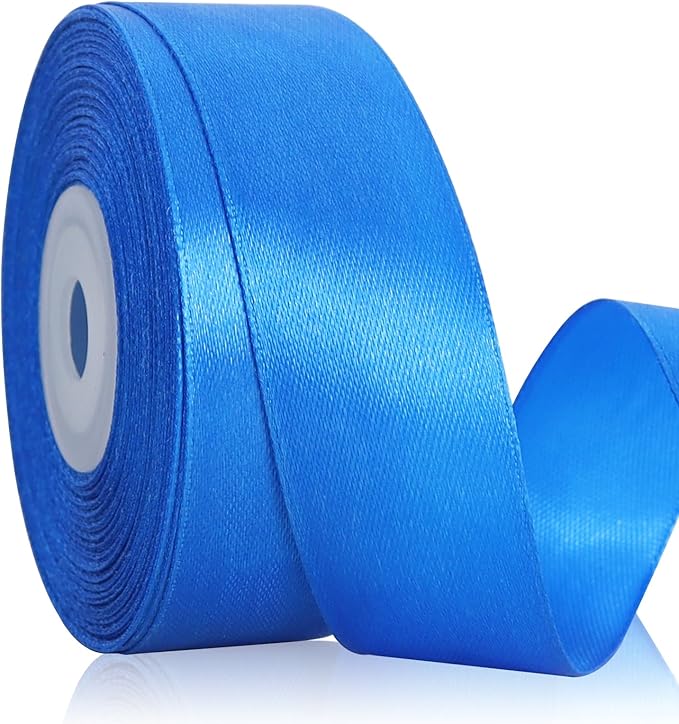 TONIFUL Royal Blue Satin Ribbon 1 Inch X 25yds Solid Silk Ribbons for Gift Wrapping, Craft, Floral Bouquets, Valentine's Day Christmas Gift Wrapping, Party Wedding Decoration