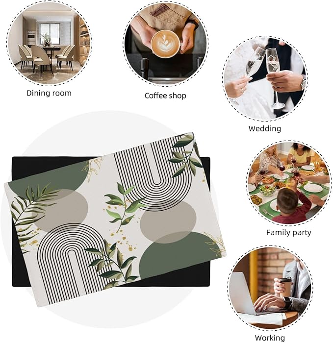 Boho Leaves Placemats Set of 4,Wildflower Summer Table Mats for Party Kitchen Dining Decoration 12x18 Inch 4 PCS, Style-12