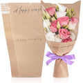 Hying 20 Pieces Flower Wrapping Bags for Bouquets, Floral Packing Sleeves Pink Kraft Paper Bouquet Bags Wrapping Sleeves for Teacher Graduation Wedding Mother's Day Gift
