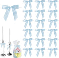 50 PCS Light Blue Twist Tie Bows 2.5" Satin Ribbon Bows Decor for Gift Wrapping Craft Treat Bags Cake Pop Basket, Wedding Baby Shower Birthday Party Favors