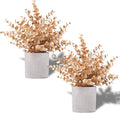 2 Pack Gold Eucalyptus Small Fake Plants Potted Artificial Plants for Christmas Decorations Shelf Desk Home Farmhouse Room Coffee Table Bathroom Decor