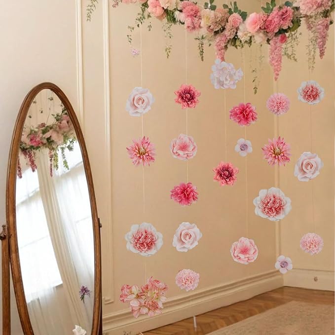 50 Pcs Artificial Flowers Heads Faux Daisy Flower Garland Heads Pink Small Fake Peony Rose Flowers Bulk Mini Silk Daisy Flower for Craft Wedding Party DIY Wreath Graduation Cap Home Decoration