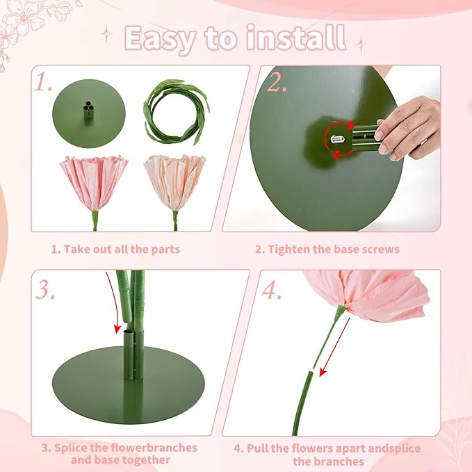 B-COOL Artificial Giant Flowers for Wedding Decoration: Pink Huge Flowers 5.58 ft Large Paper Flower Champagne Faux Floral for Reception Arrangements Photographic Props Party Background Decor