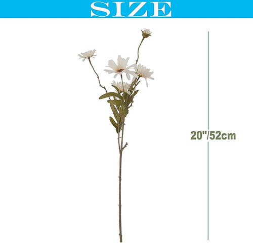 12pcs Gerbera Daisy Artificial Flowers 20 Inch Long Stem Artificial Daisy Mums for Home Décor Centerpiece Wedding Bridal Bouquet DIY(White)