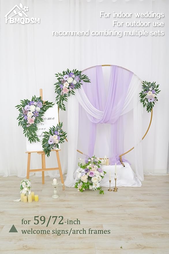 Artificial Wedding Arch Flowers Kit(Pack of 2) for Wedding Decor Ceremony and Reception Backdrop Decoration (Purple)