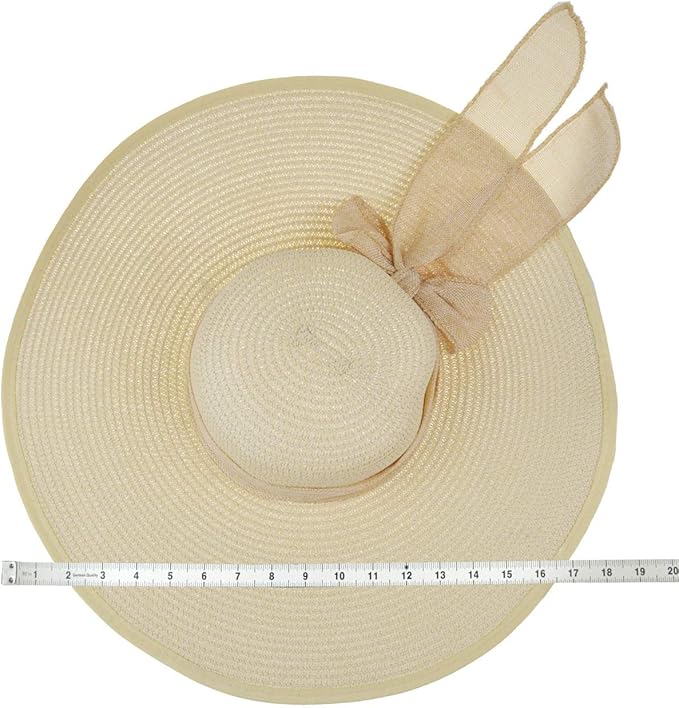 DRESHOW Beach Hats for Women Big Straw Wide Brim Summer Hat Floppy Foldable Roll up Cap Sun Hat UPF 50+