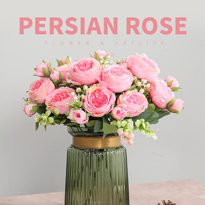 ASTRYAS Pink Artificial Flowers, 3Pcs Peonies Artificial Flowers Fake Peony Bouquet for Decoration Faxus Peony Flowers Arrangements Table Centerpieces Wedding Bouquets for Party Home Decoration Indoor