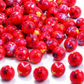 100 PCS 10mm Resin Beads Bulk for Bracelet Making Kit, Flower Printed Red Round Loose Beads for Jewelry Earring Necklace Rings Art Craft DIY Projects