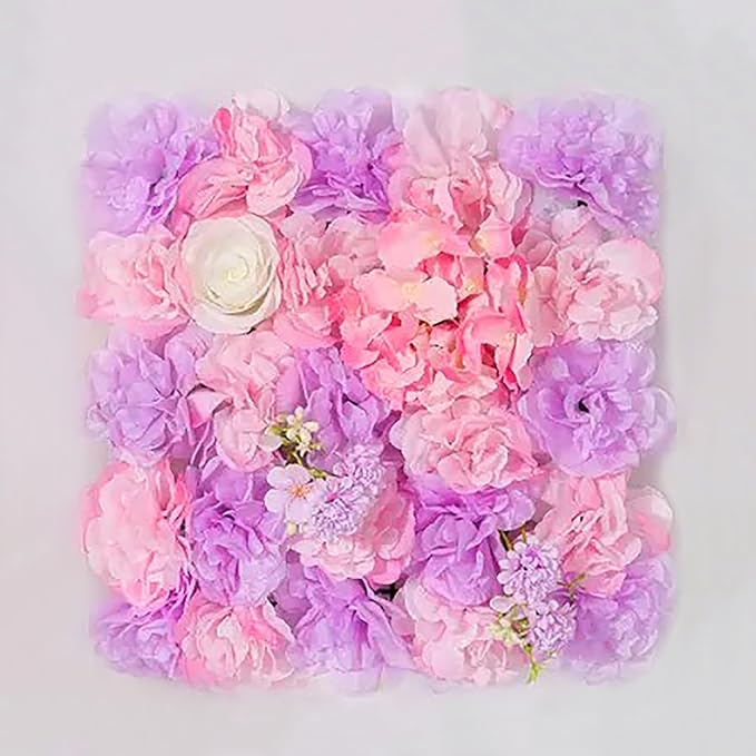 Flower Wall Backdrop, 12PCS 10.6"-15.7" Artificial Flower Wall Panel with Various Styles, 3D Floral Wall Decor for Wedding Photo Background Festive Party Home Decoration (L003, 15 * 15in)