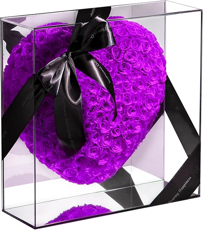 JoyFlower About 140pcs Preserved Roses Gift, Real Purple Eternal Roses for Mom, Long Lasting Forever Flowers with Gift Box for Women Girlfriend Wife Her in Valentines Mother's Day Birthday Anniversary
