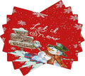 Santa Claus Placemats Red Country Farmhouse Winter Christmas Snowflake Cute Snowman Placemats Table Kitchen Dining Party 12x18 Inch Set of 4