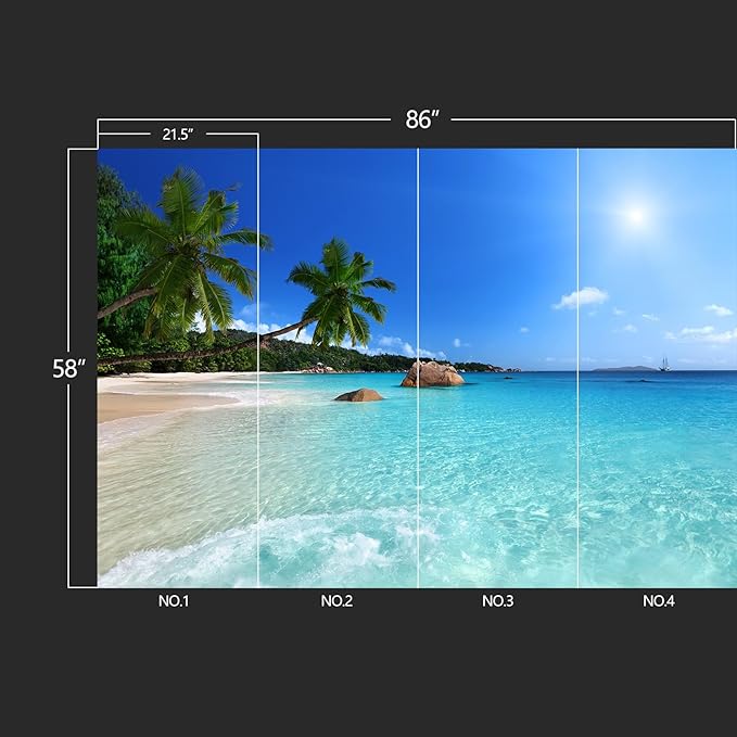 WXHFM - Beach wall murals Peel and Stick Wallpaper for Bedroom Living Room - 58"x86"