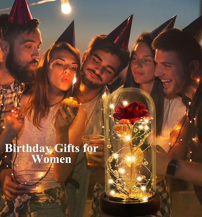 Christmas Women Gifts Birthday Gifts for Women Flowers for Delivery,Galaxy Artificial Flower with 2 Light Modes Light Up Rose in Glass Dome,Colorful Glass Rose,Birthday Wedding Anniversary Xmas Gift