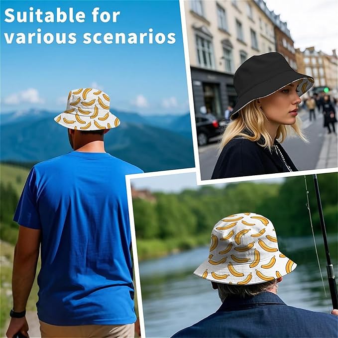 Bucket Hat for Women Men Unisex Sun Cap Packable Outdoor Fisherman Hat Headwear,Reversible Double-Side-Wear