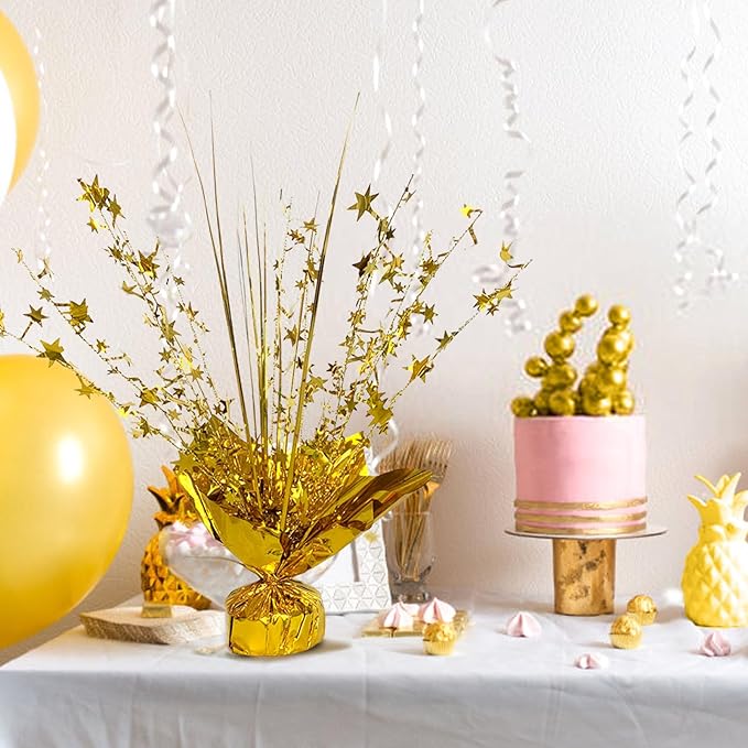 ALISSAR Glitter Gold Star Centerpieces-Table Decorations for Home Decor Birthday Wedding Anniversary Decor (4, Gold)