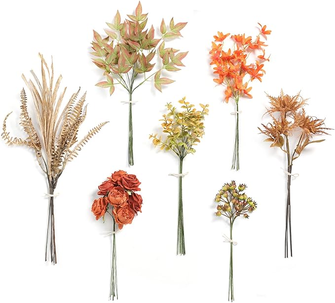 Serra Flora Artificial Greenery Stems Box Set,(Pack of 44pcs) with 7 Kinds of Faux Greenery Picks Filler for DIY Bridal Bouquets Wedding Floral Arrangement Table Centerpieces