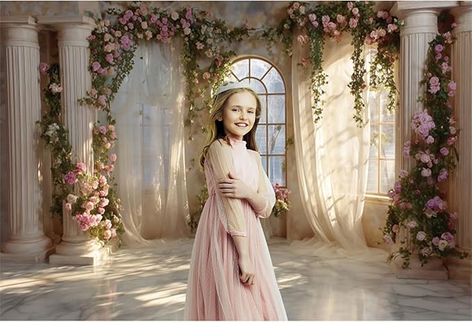 Baocicco Fantasy Castle Backdrops for Wedding 12x8ft Princess Boudoir House Backdrop Windowsills Roman Column Photography Background Bridal Shower Baby Shower Birthday Banner Backdrop