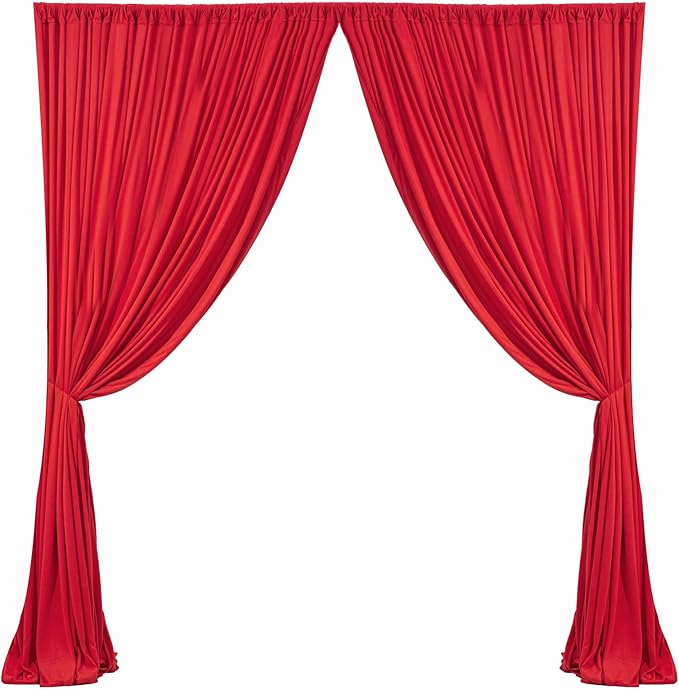 10x10ft Wrinkle Free Red Backdrop Curtain for Parties Soft Fabric Drapes Wedding Red Curtain Backdrop for Birthday Party Decorations Background for Photography 5x10ft, 2 Panels