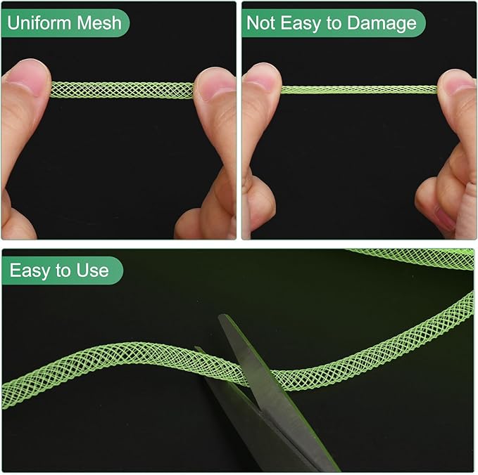 Mesh Tube Ribbon 45 Yards, 4mm Elastic Fabric Ribbons Mesh Tubing for Crafts/Gift Wrapping/Flower Bouquets/Wedding/Birthday/Holiday/Wreaths Christmas/Decoration[Light Green]