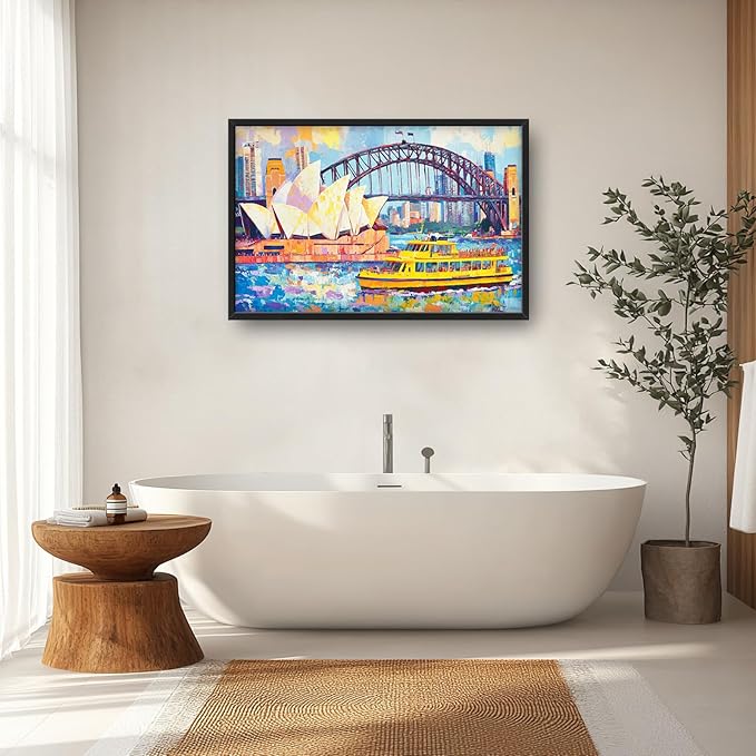Extra Large Sydney Opera House Framed Wall Art for Living Room,Oversized Abstract Harbour Bridge Cityscape Pictures Wall Decor,Canvas Print Painting Modern Artwork Bedroom Office Bathroom 36L x 24W