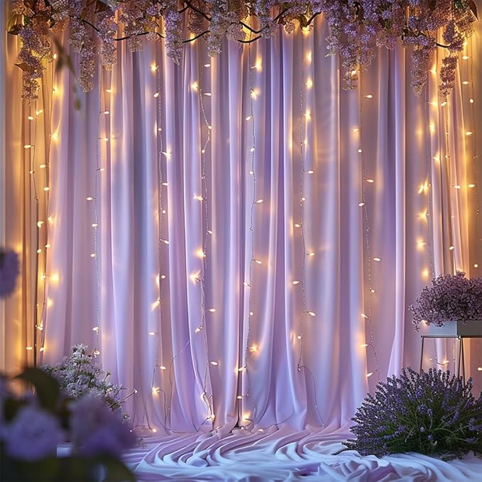 10x10ft Wrinkle Free Lavender Backdrop Curtain for Parties Soft Fabric Drapes Wedding Curtain Backdrop for Birthday Party Decorations Background for Photography 5x10ft,2 Panels