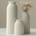 Ceramic Vase Set-3, Small Flower Vases for Decor, Modern Boho Farmhouse Style, Decorative Vases for Pampas Grass & Dried Flowers, Distressed Finish (Beige)