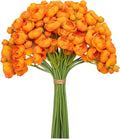 Meldel 32pcs Ranunculus Artificial Flower, Faux Silk Mini Orange Ranunculus Flowers for DIY Bouquet, Bulk Fake Peony Wedding Filler Flowers for Centerpieces Arrangements Bridal Shower Decorations