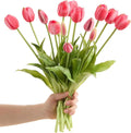 15 Pcs Red Tulips Artificial Flowers Faux Tulips Real Touch Latex Fake Flower Bouquet for Spring Wedding Home Décor Centerpiece Arrangements