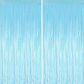 Keyali 2 Pack 3.3 * 8.3 ft Foil Curtain Metallic Tinsel Fringe Curtains Photo Booth Props Backdrop for Birthday Wedding Engagement Baby Shower Christmas Holiday Celebration Party，Macaron Light Blue