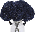 2Bouquets Artificial Fake Flowers Silk Hydrangea Arrangements Wedding Bouquets Decorations Plastic Floral Home Kitchen Garden Party Festival Bar DIY (Navy Blue)
