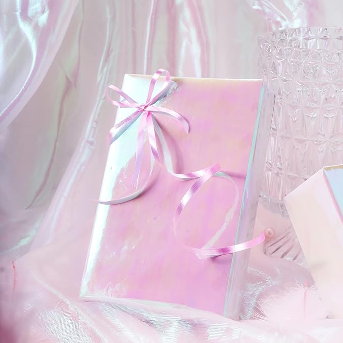 LeZakaa Pink Wrapping Paper Roll, Holographic Iridescent Wrapping Paper for Birthday, Valentine's, Mother's Day, Wedding, Baby Shower, Holiday, Large Roll, 30 inches x 32.8 Feet (92.9 sq.ft.)