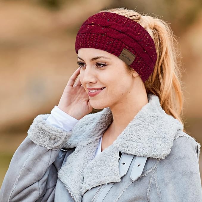 Loritta Womens Ear Warmers Headbands Winter Warm Fuzzy Cable Knit Head Wrap Fleece Lined Gifts