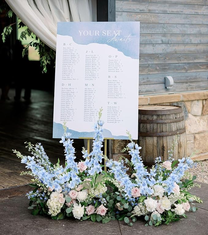 8PCS Blue Delphinium Artificial Flowers Larkspur Fake Flowers 33.5in Long Stem Faux Silk Flowers Bulk for Tall Vase for Home Wedding Floral Arrangement Centerpiece Table Decorations (Baby Blue)