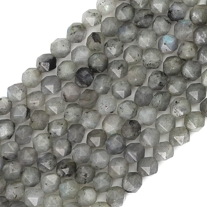 Faceted Natural Spectrolite Stone Round Beads 6mm 36cm/Strand for Jewelry Making