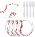 72 Pcs Baseball Paper Plates and Napkins - Disposable Party Plates and Napkins Tableware Set for Sports Theme Birthday Party, Baby Shower - Serves 24