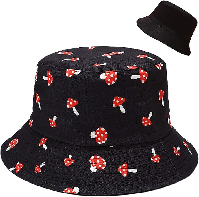 Malaxlx Unisex Bucket Hat Beach Sun Hat Aesthetic Fishing Hat for Men Women Teens, Reversible Double-Side-Wear