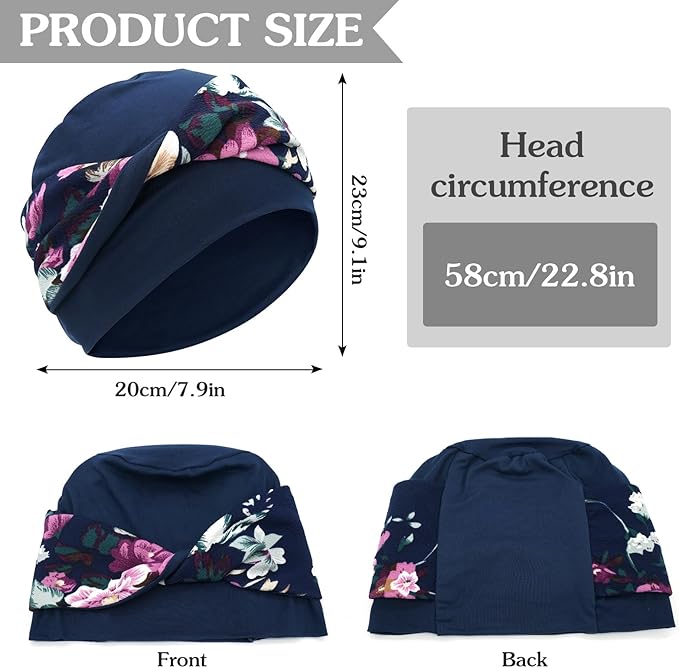 XYIYI Knot Chemo Headwear for Womens Cancer Patients, Stretchy Chemotherapy Headwraps Beanie Hats