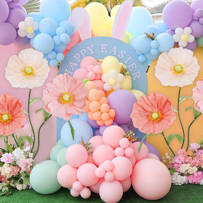 B-COOL Giant Artificial Flower for Reception Decoration: 5.58 ft Champagne Huge Artificial Paper Flowers with Standing Base Pink Faux Floral for Wedding Bridal Shower Party Decor Shop Window Display