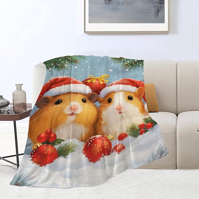 Guinea Pig Blanket Cute Christmas Guinea Pig Throw Blanket Soft Cozy Fleece Fuzzy Stuffed Plush Flannel Gifts for Girls Women Boys Kids Adults 40''x50''