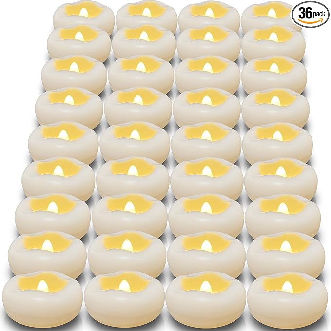 Floating Candles, 36 Packs 2.3 Inch Flameless LED Candle, 160+ Hour Battery Operated Waterproof Tealights for Wedding Centerpieces Marriage Proposals Pool Party Cylinder Vases Spa Christmas New Year