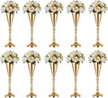 10 Pcs Tabletop Decoration Centerpiece, 14.4in Metal Wedding Flowers Small Gold Vase, Christmas Anniversary Birthday Party Home Decoration Flower Arrangement