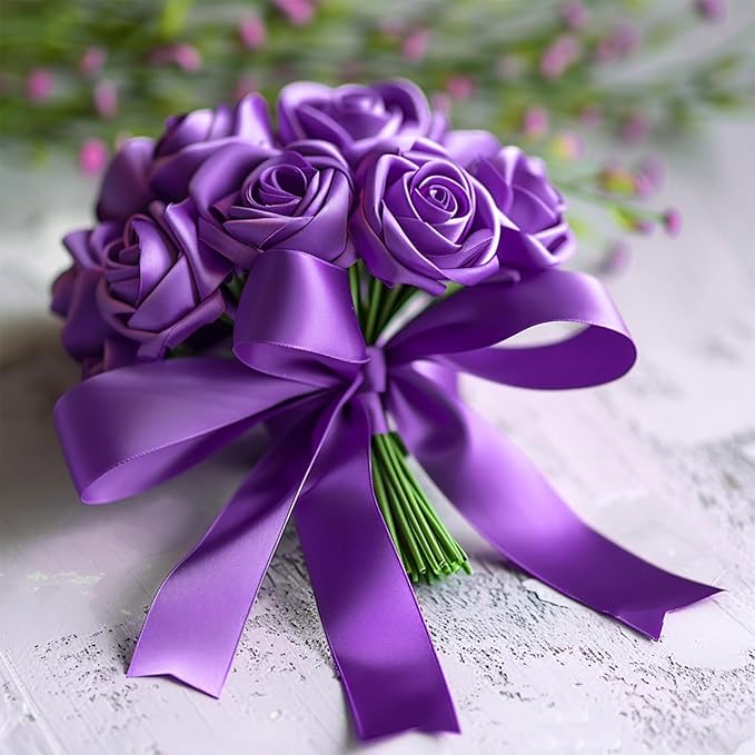 Purple Ribbon 1 1/2 Inch 60 Yards Purple Satin Ribbon Halloween Ribbons for Fall Decor Bows Crafts Flower Bouquet Wedding Christmas Decorations