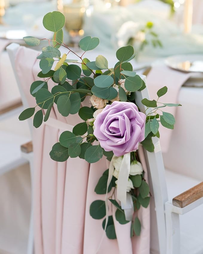 JOYLEX Artificial Flowers Realistic Roses, Real Looking Fake Roses with Stem for DIY Wedding Bouquets Centerpieces Bridal Shower Party Home Romantic Decorations (Light Purple, Regular 3" - 200pcs)