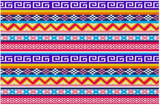 Aztec Rainbow Western Placemats Set of 6 PVC Vinyl Non Slip Table Mats Waterproof Heat Resistant Place Mats Washable Wipeable Dining Table Mat for Kitchen Party Indoor Outdoor Decorative