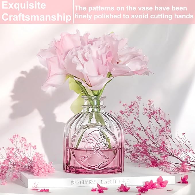 40 PCS Small Glass Bud Vases Set, Mini Flower Vases for Wedding Centerpiece, Table Decoration, Party & Festival Home Decor, Bulk Vintage Miniature Vases for Floral Arrangements, Pink